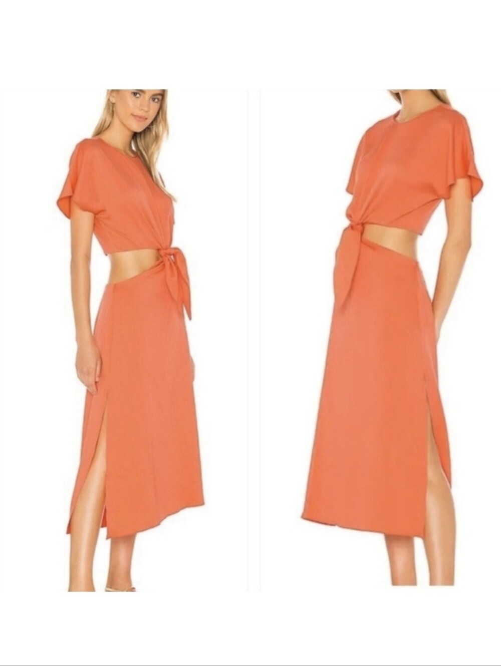 L'Academie x Revolve The Mai Midi Dress in Coral